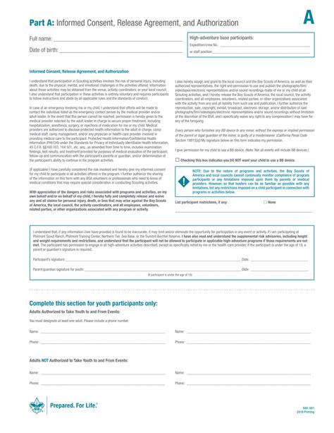 Boy Scout Medical Form A Amp B