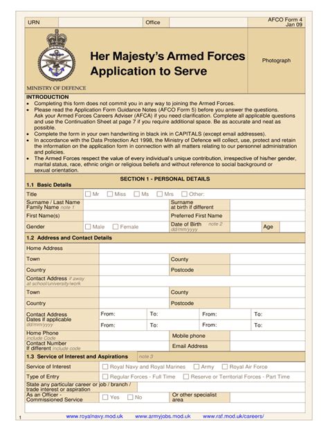 British Armed Forces Application