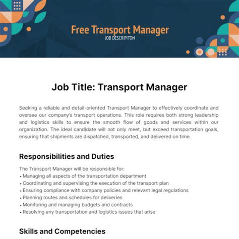 Bus Transportation Manager Job Description