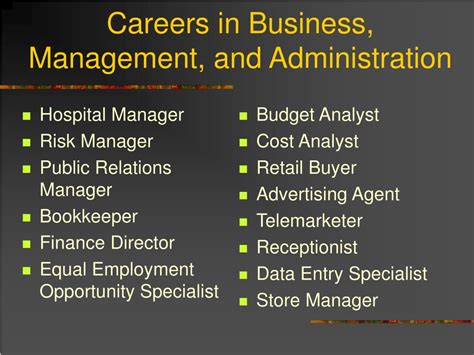 Business Management Administration Jobs List