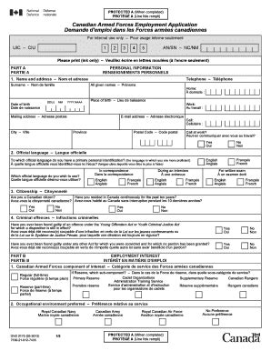 Canadian Armed Forces Application Printable