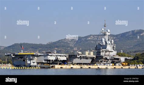 Charles De Gaulle Aircraft Carrier In The Harbor Of Toulon Stock Photo Alamy