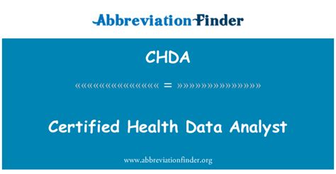 Chda Definition Certified Health Data Analyst Abbreviation Finder