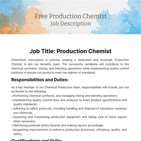 Chemist Job Requirements