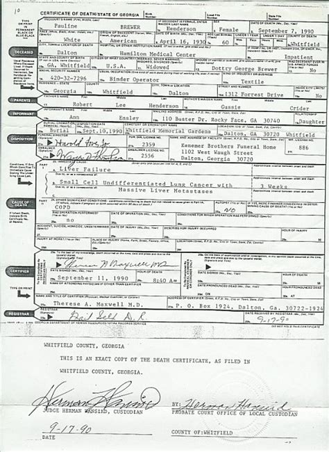 Cherokee County Ga Death Certificates