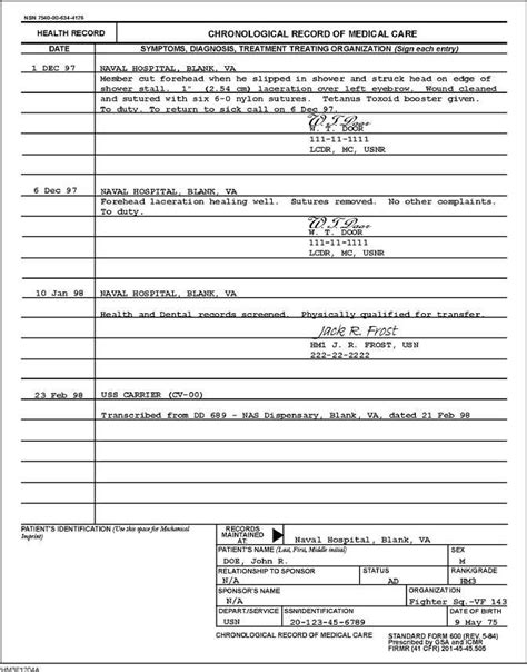 Chronological Record Example