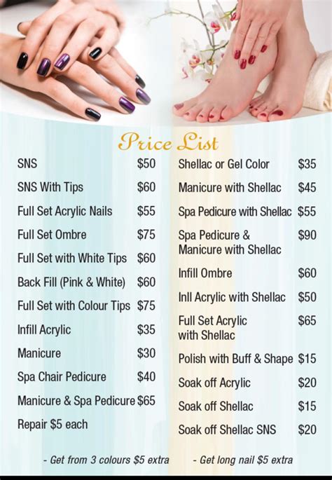 City Spa Price List