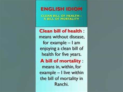 Clean Bill Of Health Idiom