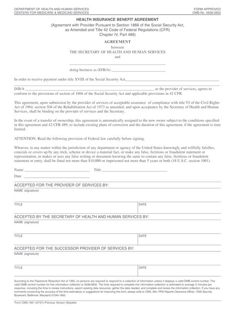 Cms 1561 Provider Agreement Pdf