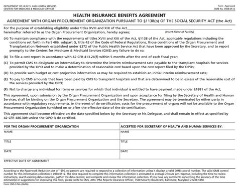 CMS Health Insurance Benefits Agreement