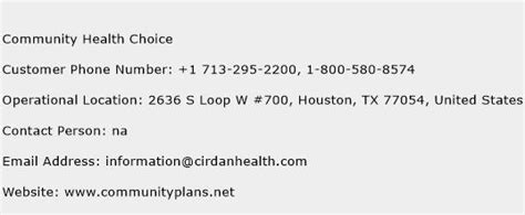 Community Health Choices Phone Number