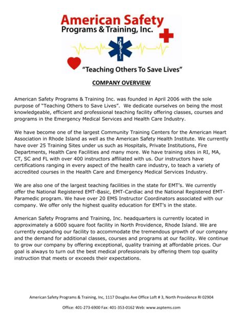 Company Profile 1 American Safety Programs