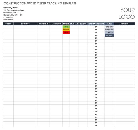 Construction Equipment Work Order Tracker