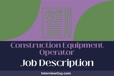 Construction Machine Operator Job Description