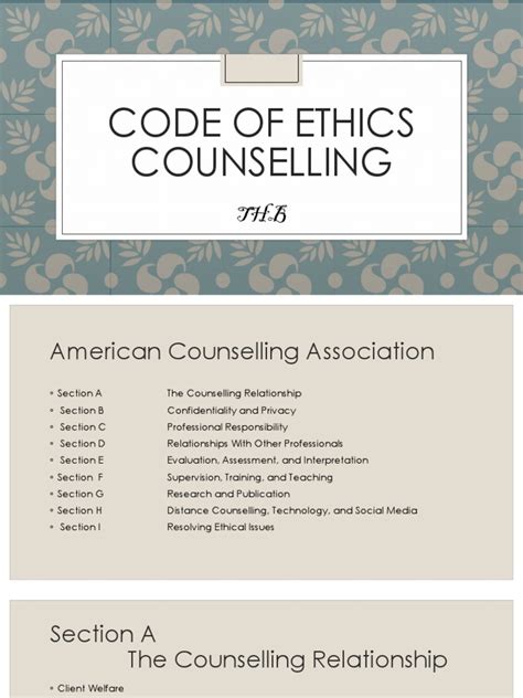 Counselling Code Of Ethics