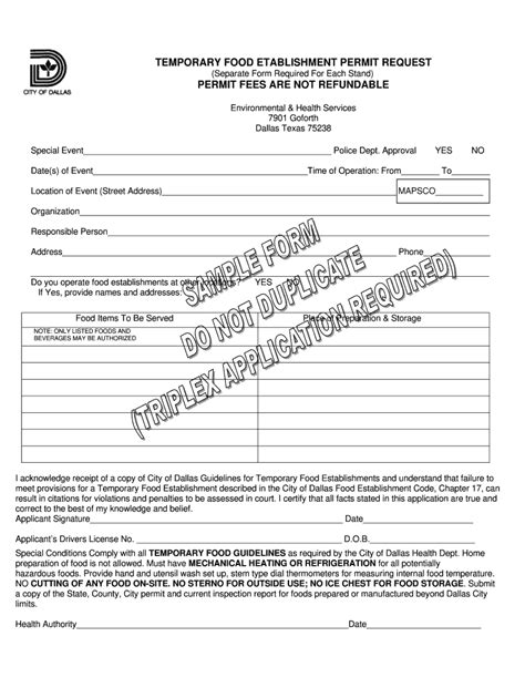 Dallas Health Department Food Permit