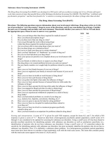 Dast 28 Scoring Guide