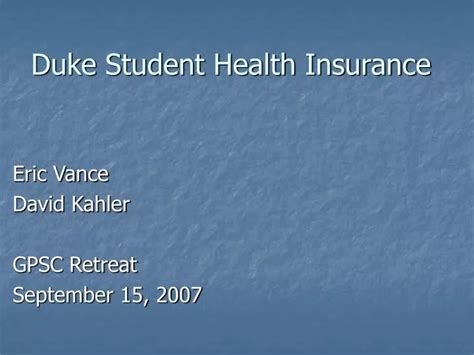 Duke Student Health Insurance