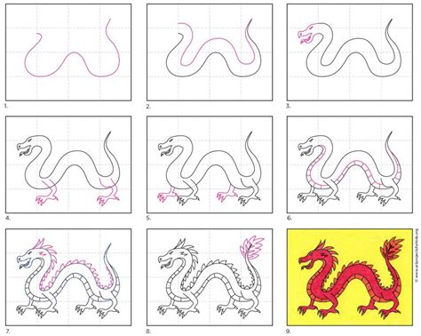 Easy How To Draw A Chinese Dragon Tutorial Video Coloring Page