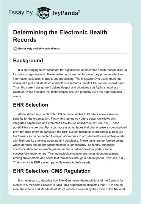 Electronic Health Records Research Paper