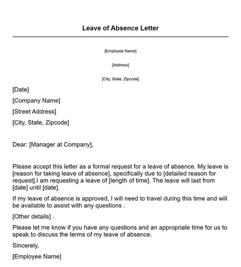 Employee Leave Of Absence Letter