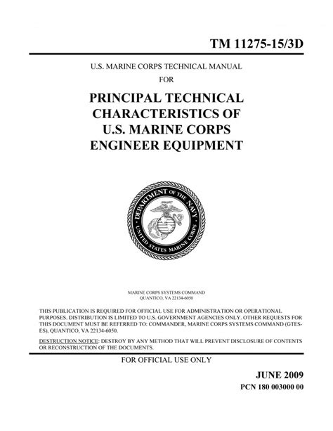 Engineer Equipment Characteristics Usmc