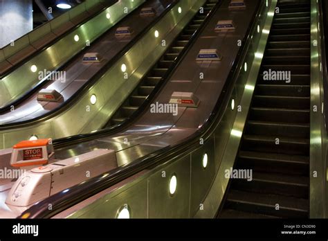 England London Underground Station Escalators Stock Photo Alamy