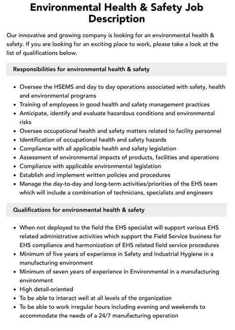 Environmental Health And Safety Careers