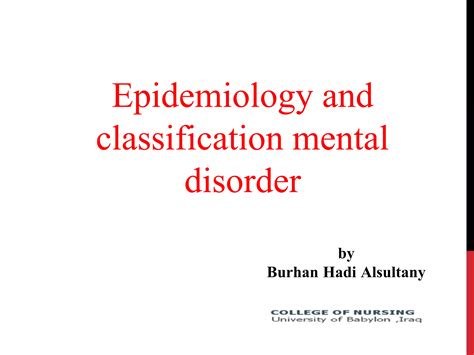 Epidemiology And Mental Disorder And Classification Ppt