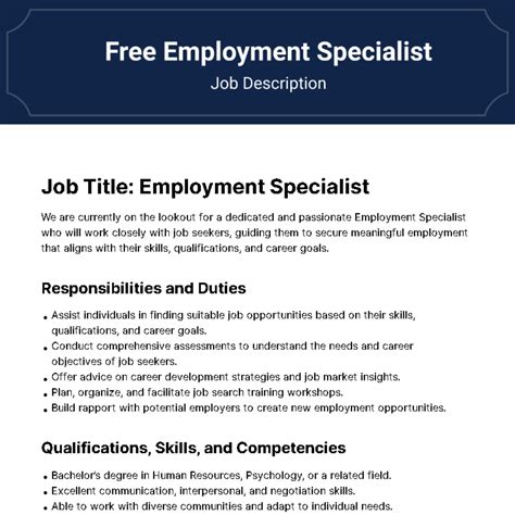 Equal Employment Specialist Job Description