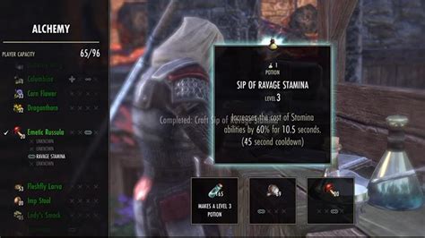 Eso Sip Of Stamina Ingredients