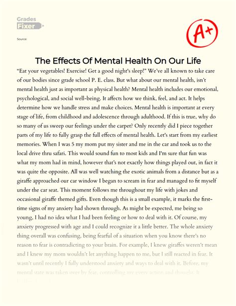 Essay About Mental Health