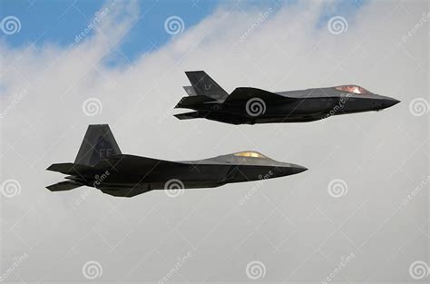 F22 Raptor And F35 Lightning Fighter Jets Editorial Stock Photo Image Of Fighter Multirole 107145228