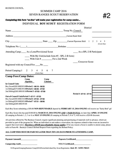 Fillable Boy Scouts Registration Form Printable Forms Free Online