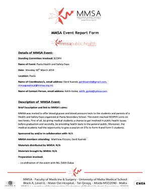 Fillable Online Mmsa Scoph Event Report Form Paola Health And Safety