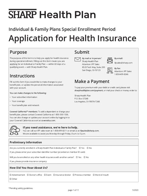 Fillable Online Sharp Health Plan 2024 Individual Family Plans