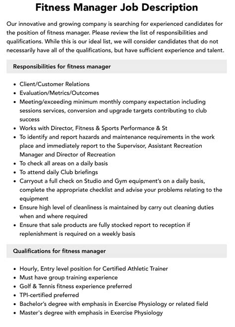 Fitness Director Job Responsibilities