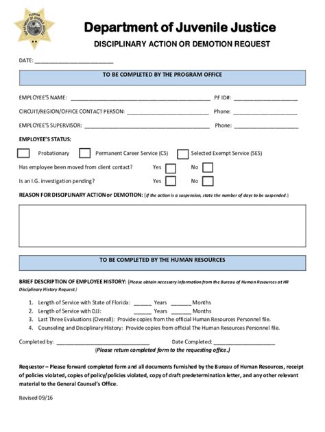 Florida Disciplinary Action Or Demotion Request Form Fill Out Sign Online And Download Pdf