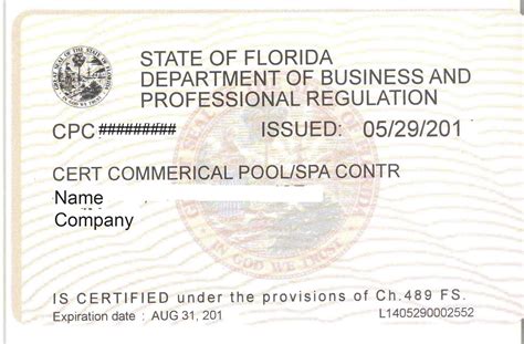 Florida Health Department License