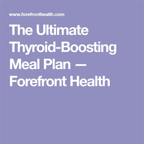 Forefront Health Meal Plan