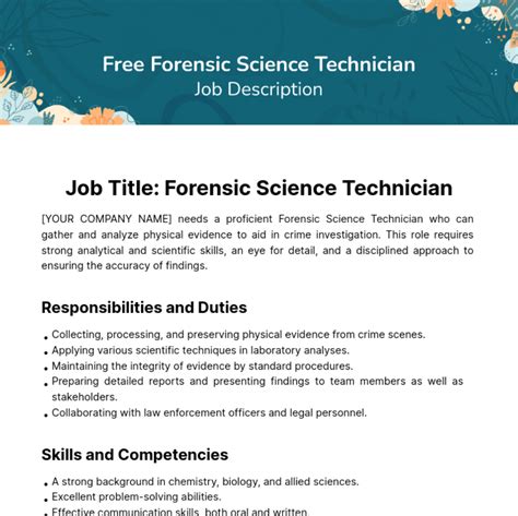 Forensic Science Tech Job Description