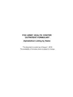 Fox Army Health Center Formulary