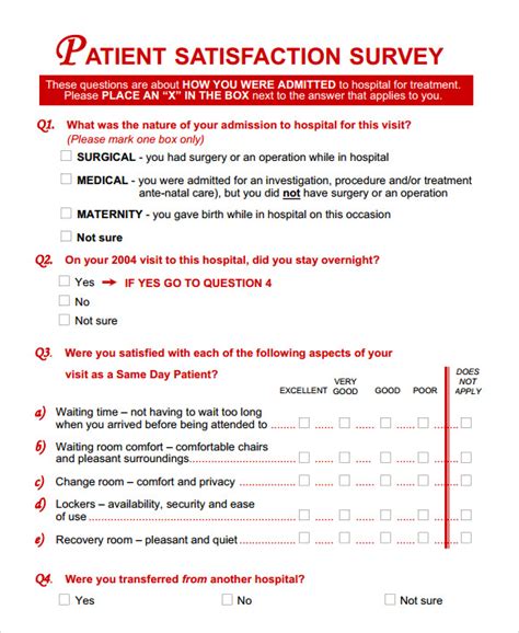 Free 10 Sample Patient Satisfaction Survey Templates In Pdf