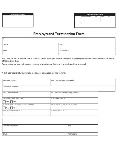 Free 50 Termination Form Samples In Pdf Ms Word