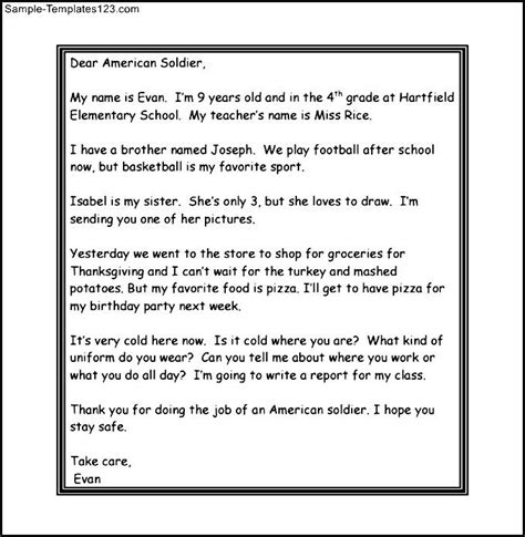 Free Printable Letter To Soldiers