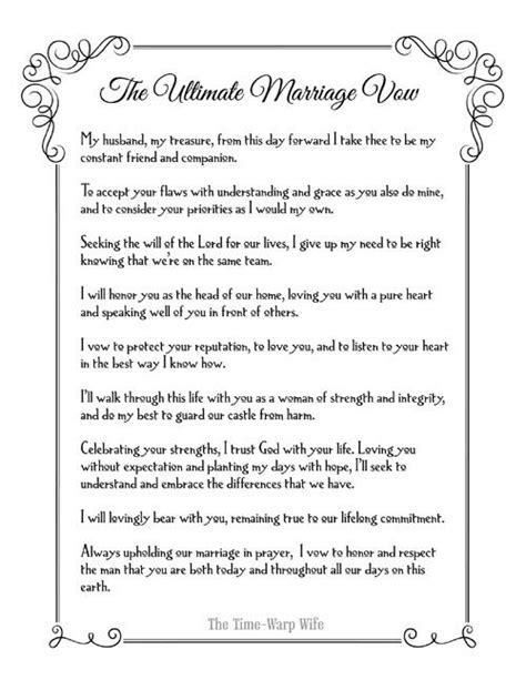 Free Printable Traditional Wedding Vows