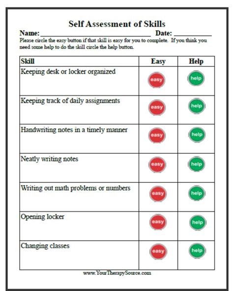 Free Self Assessment Form Your Therapy Source