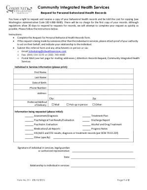 Frontier Behavioral Health Records Request