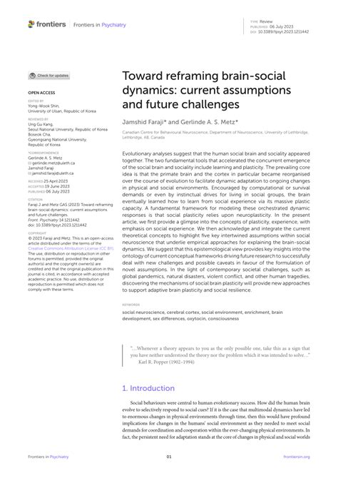 Frontiers Toward Reframing Brain Social Dynamics Current Assumptions And Future Challenges