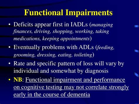 Functional Impairment Depression Examples